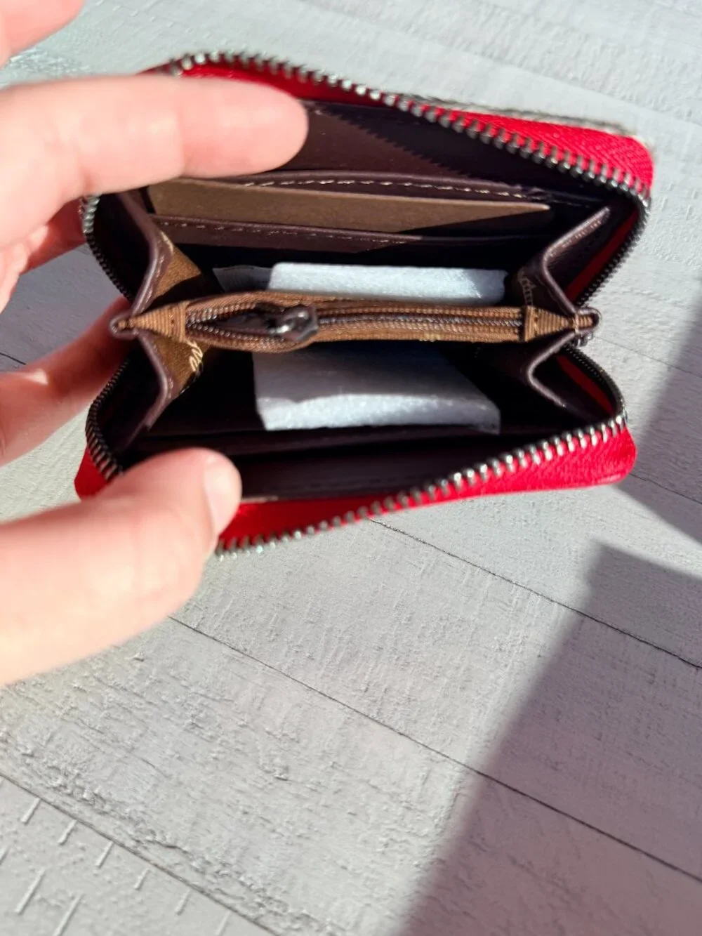 Wrangler Genuine Hair-On Cowhide Zip-Around Wallet - Red